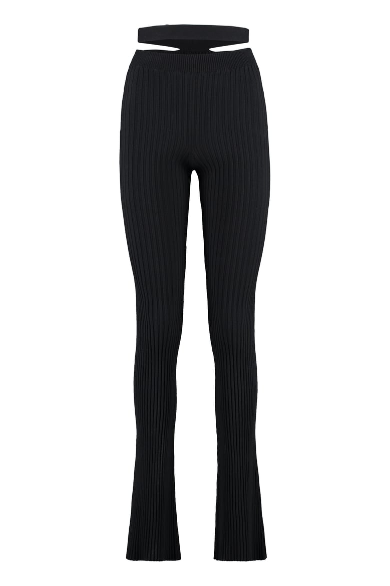 ribbed knit flared trousers by Selfnex