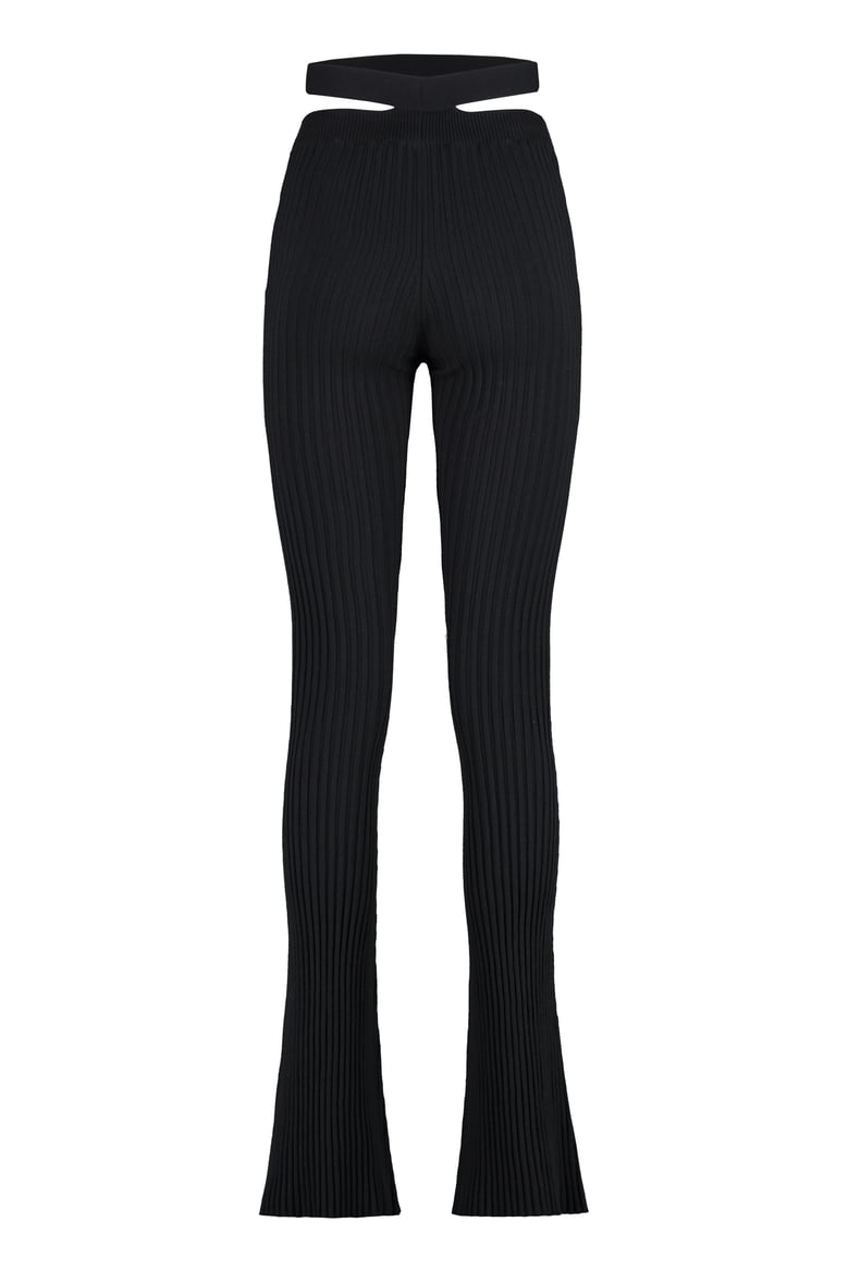 ribbed knit flared trousers by Selfnex