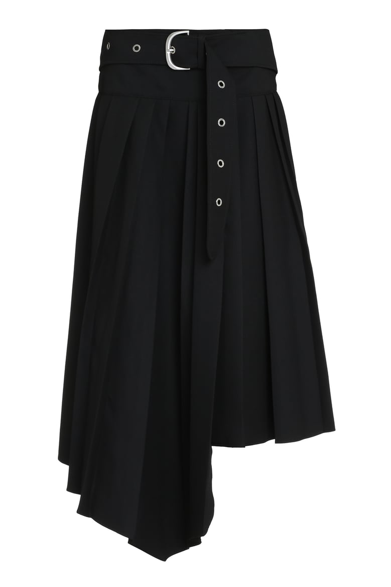 pleated asymmetrical wrap skirt by Selfnex
