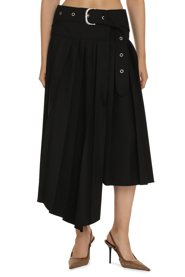 pleated asymmetrical wrap skirt by Selfnex