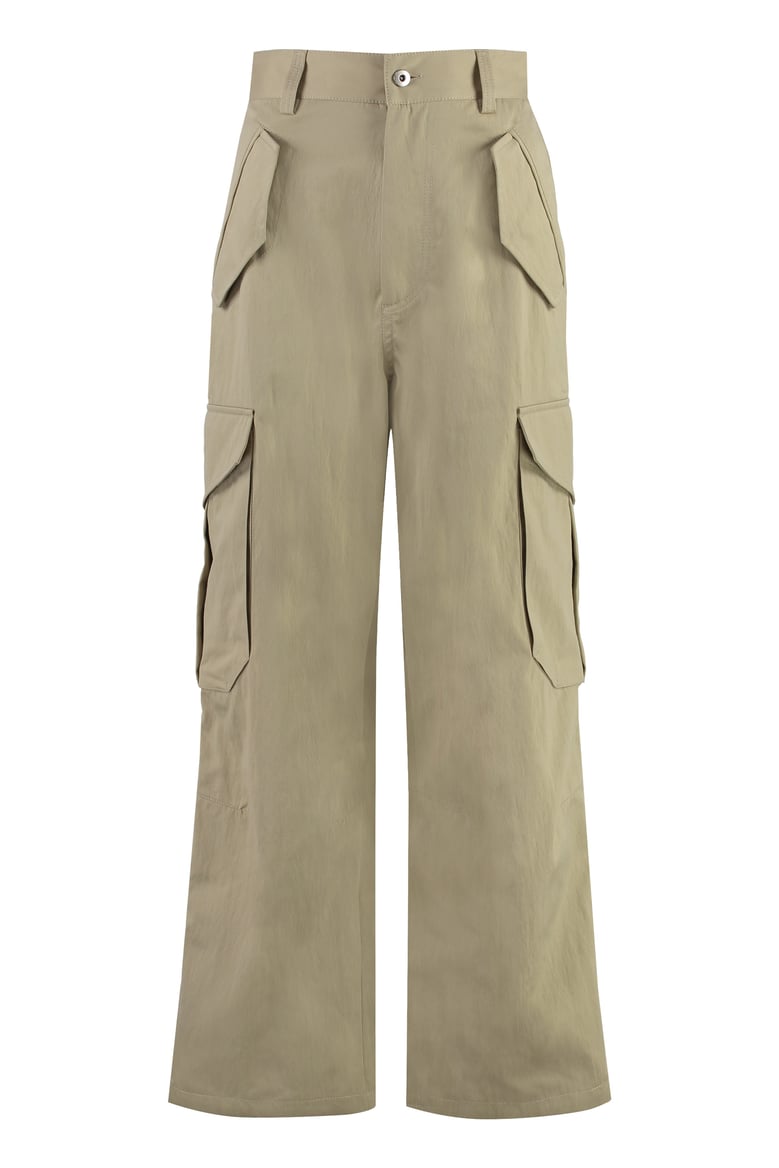 beige cotton cargo trousers by Selfnex