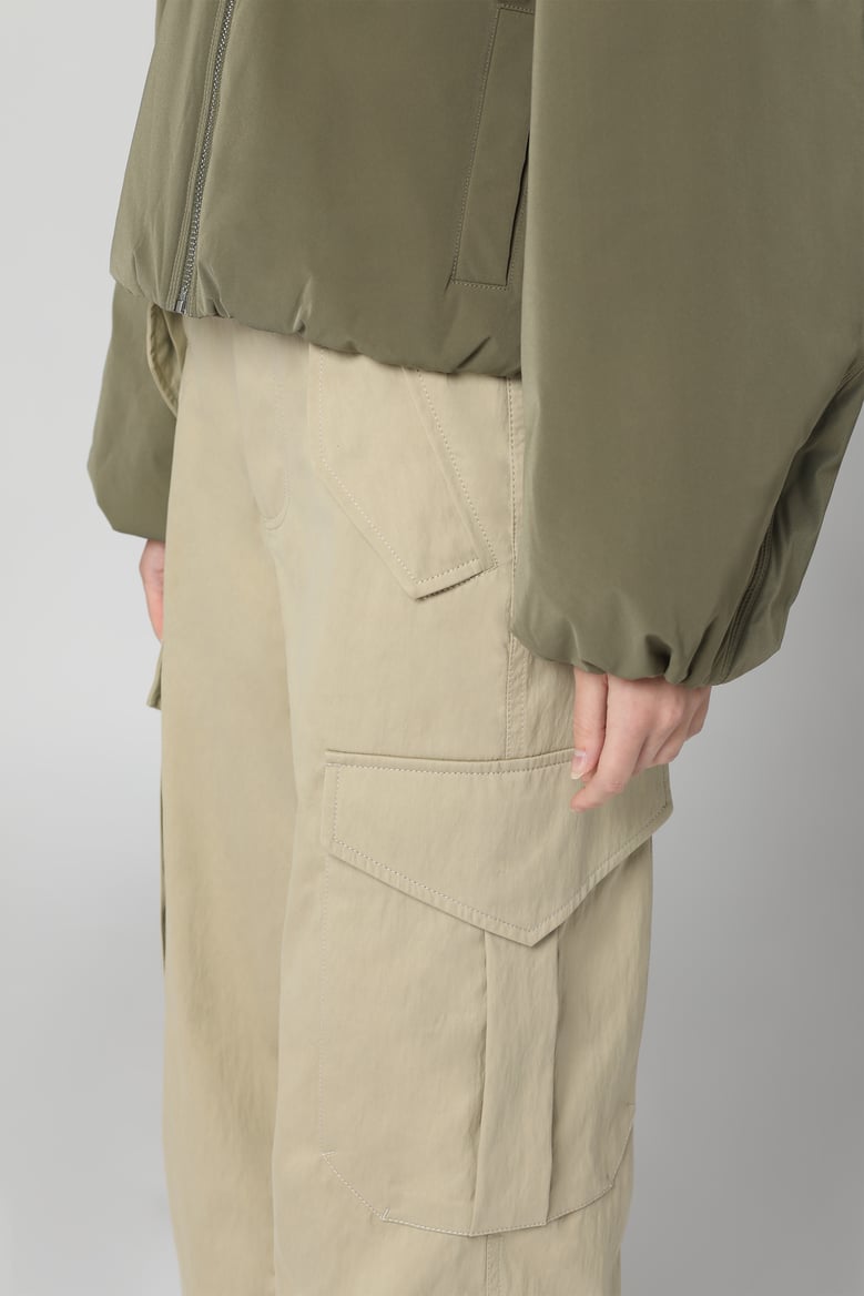 beige cotton cargo trousers by Selfnex