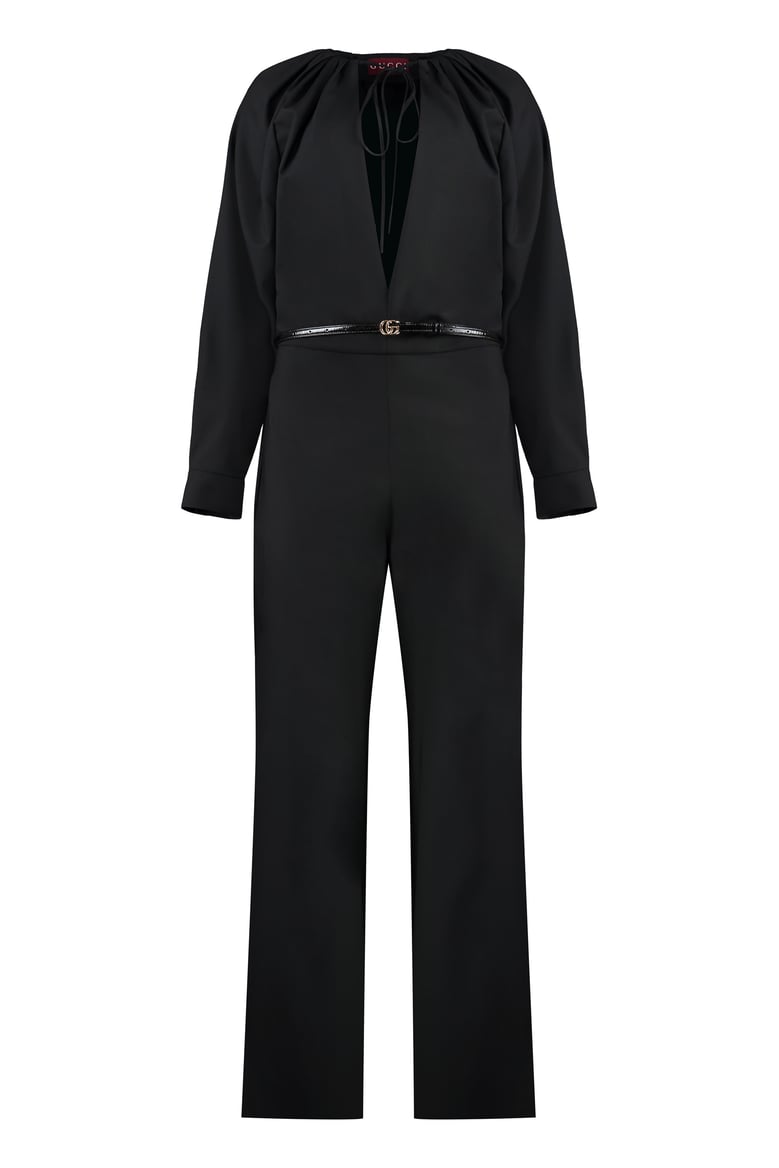 wool jumpsuit with bow fastening by Selfnex