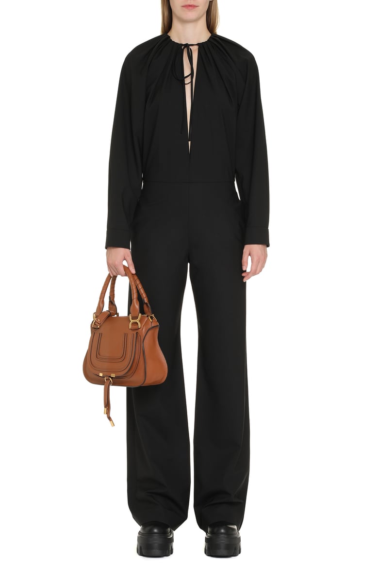 wool jumpsuit with bow fastening by Selfnex