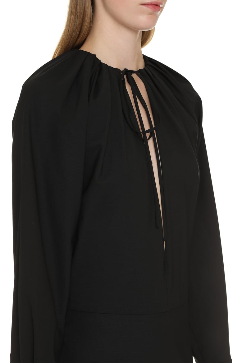 wool jumpsuit with bow fastening by Selfnex