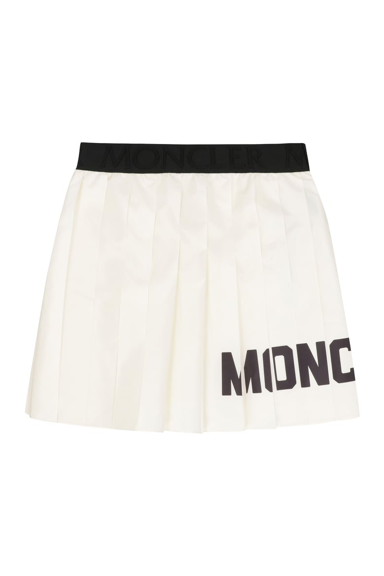 white pleated logo skirt by Selfnex