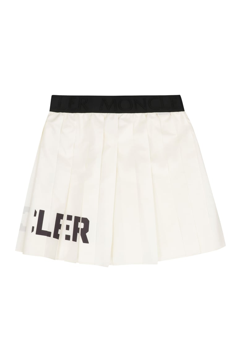 white pleated logo skirt by Selfnex