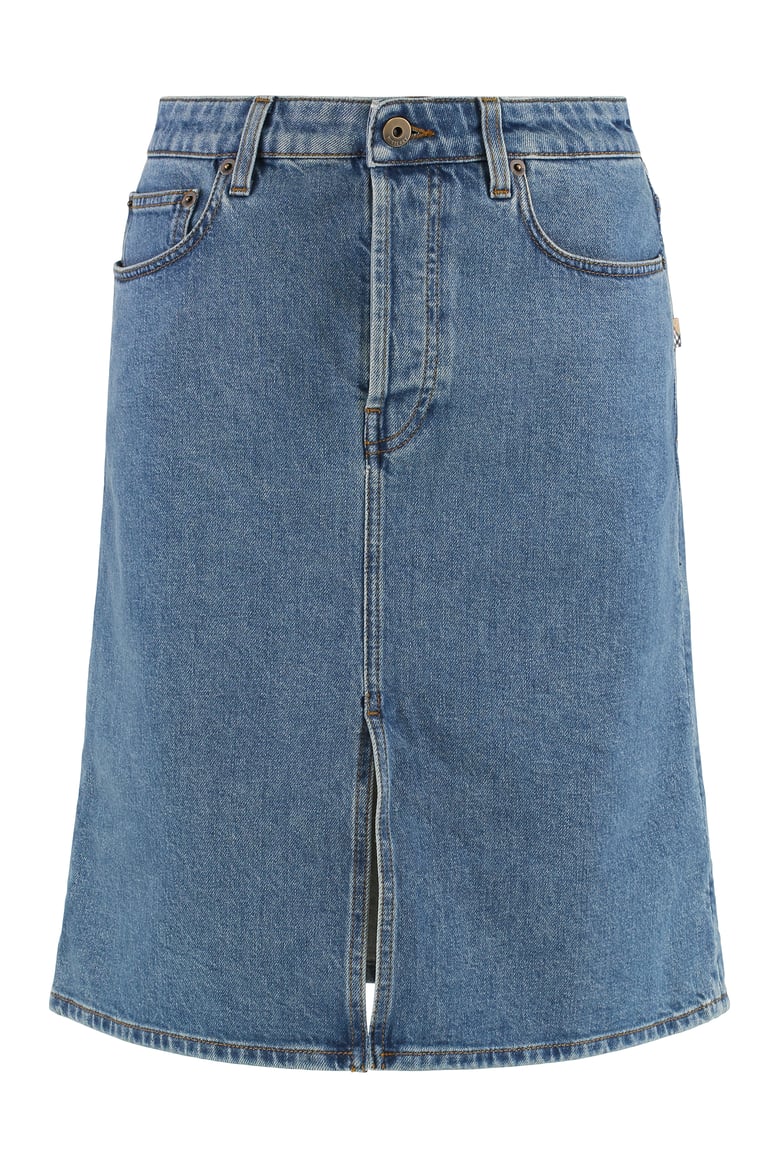 denim slit skirt by Selfnex