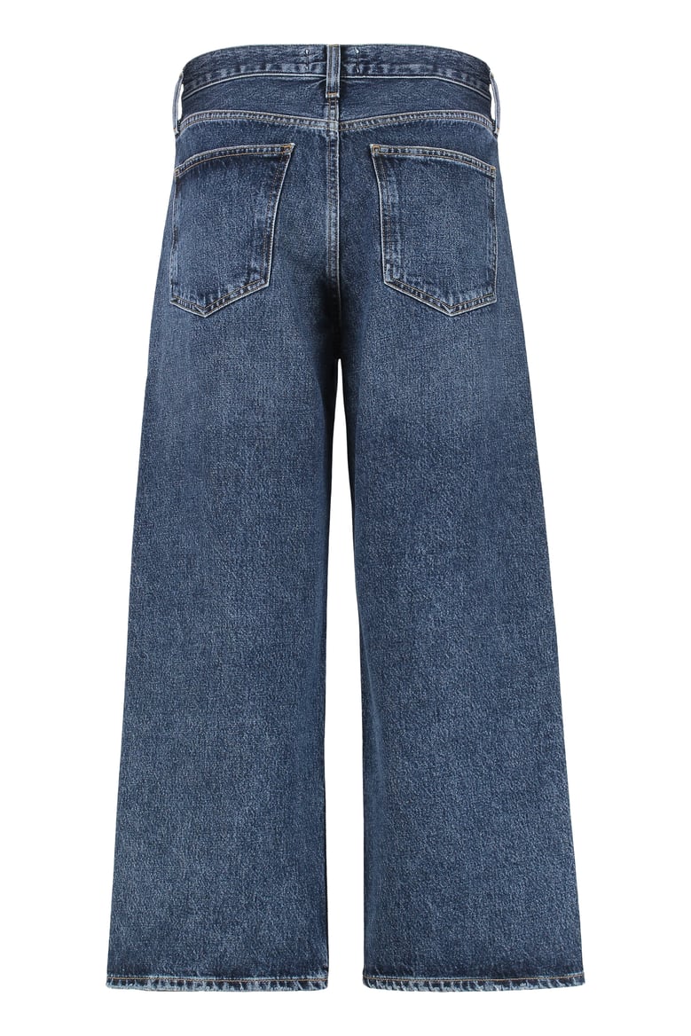 cropped denim jeans with engraved logo by Selfnex