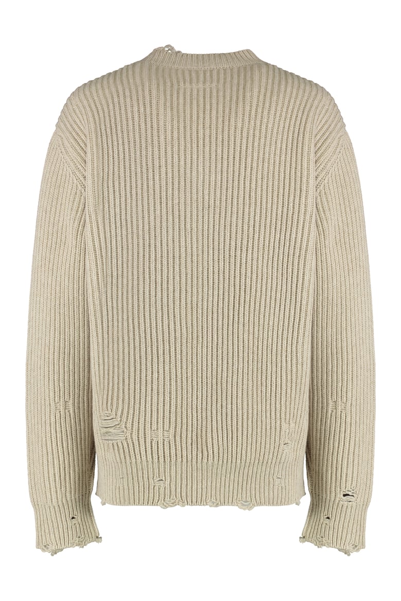 wool blend sweater with distressed details by Selfnex