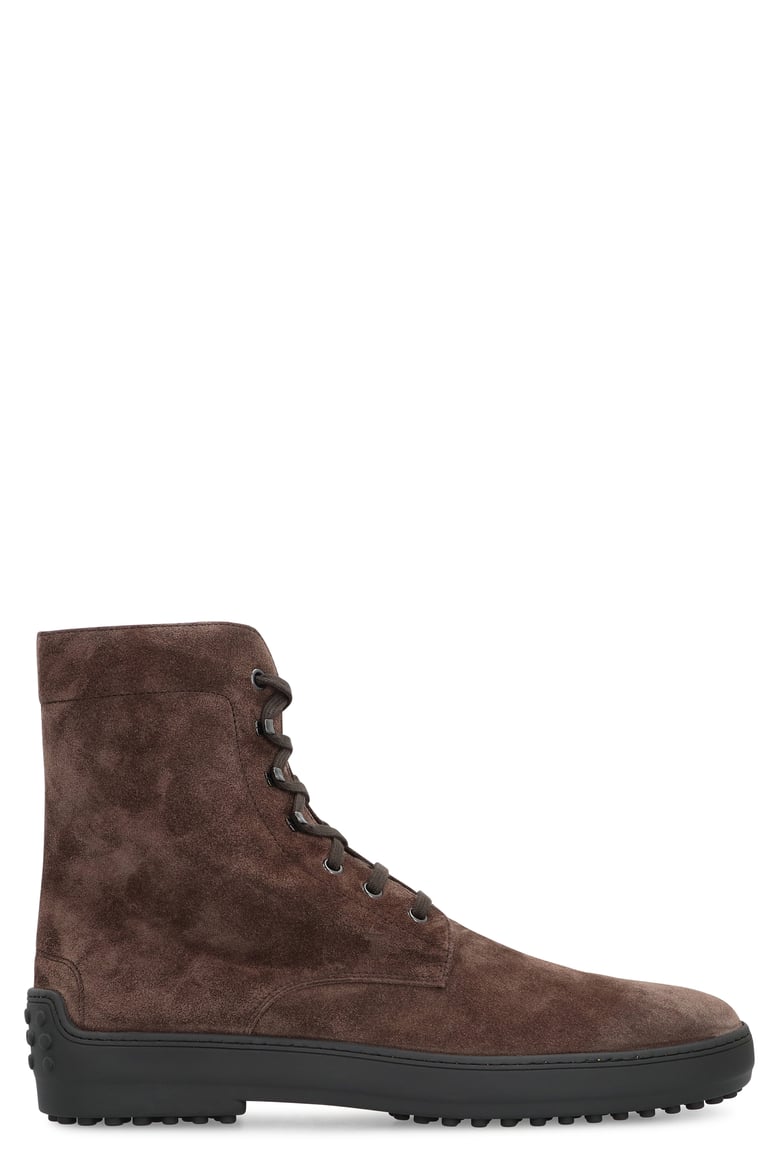 lace-up suede ankle boots by Selfnex