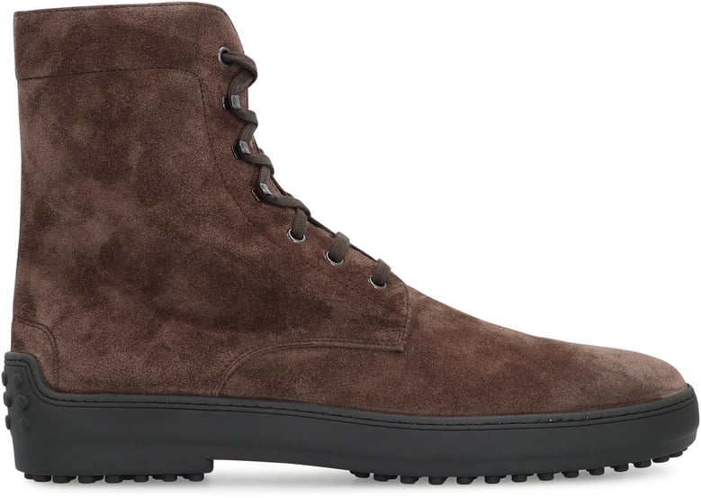lace-up suede ankle boots by Selfnex