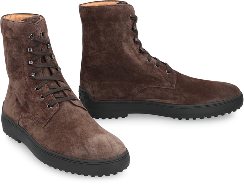 lace-up suede ankle boots by Selfnex