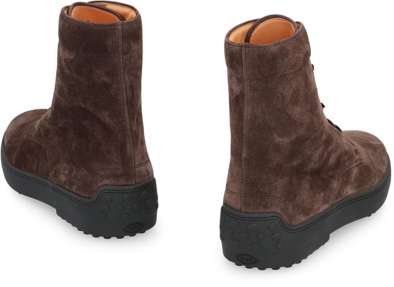 lace-up suede ankle boots by Selfnex
