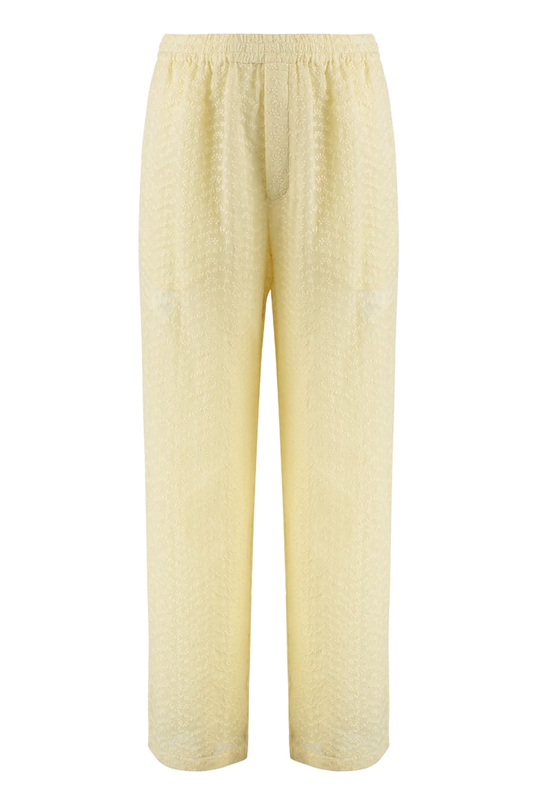 muslin pajama set with lace trim by Selfnex