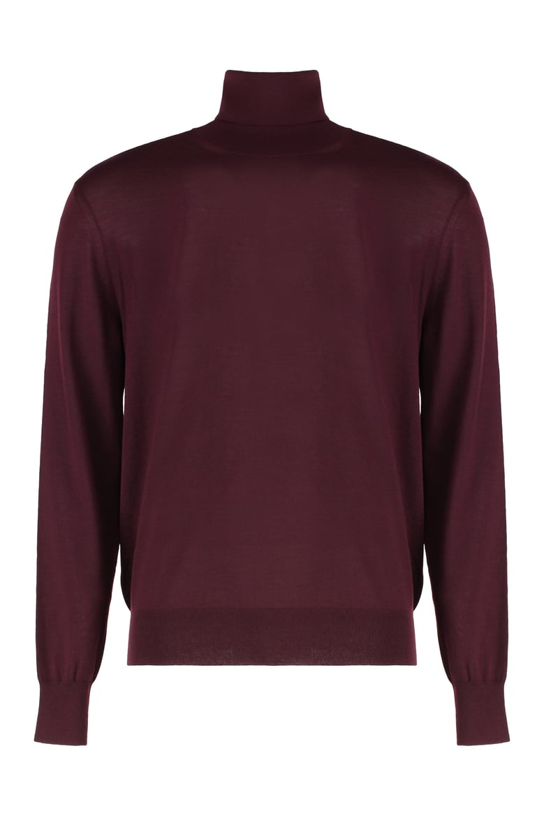 burgundy wool turtleneck sweater by Selfnex