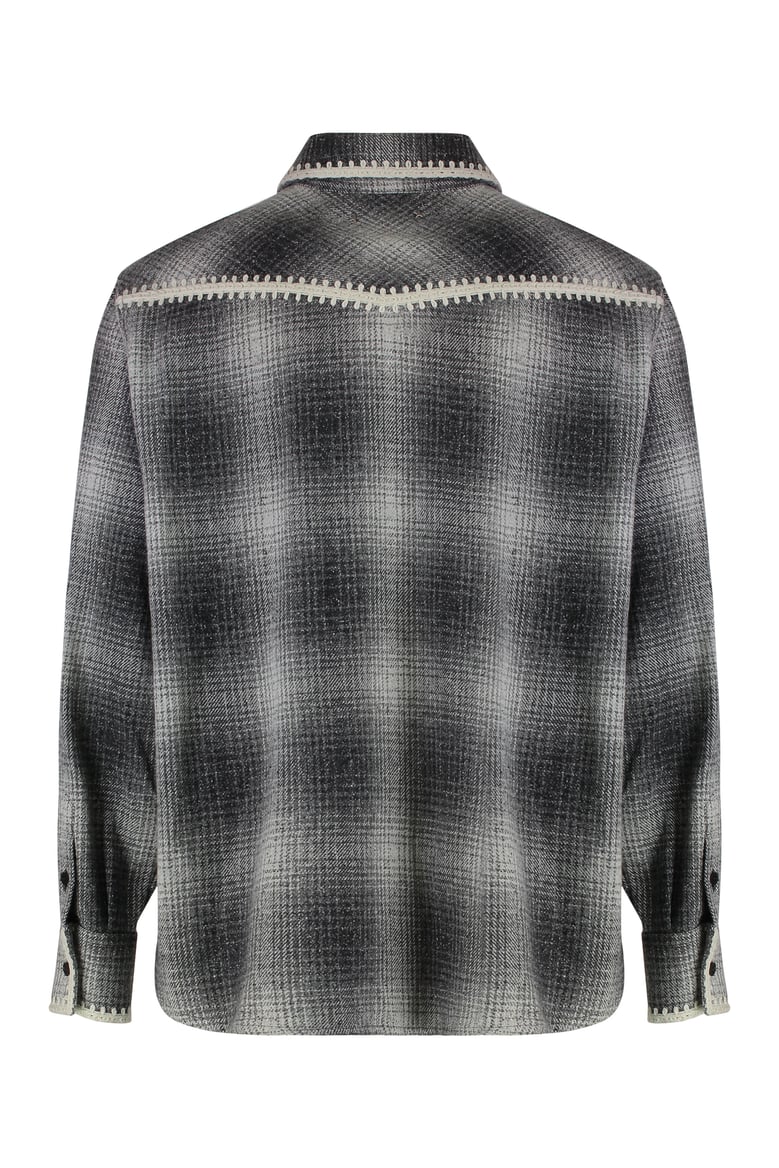 checked wool-blend long-sleeve shirt by Selfnex