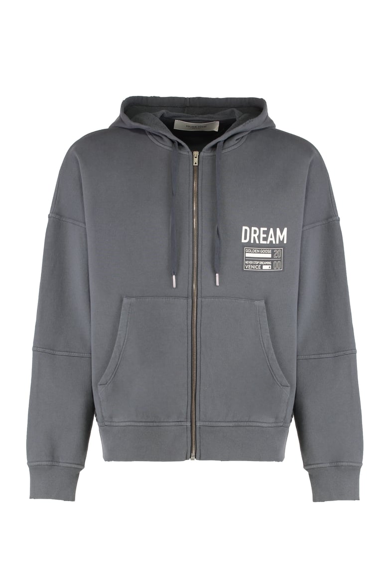 full-zip cotton hoodie in gray by Selfnex