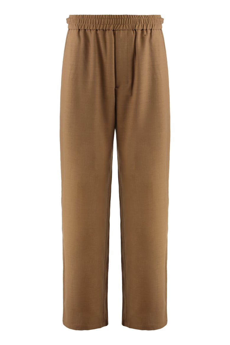 elasticated wool twill trousers by Selfnex