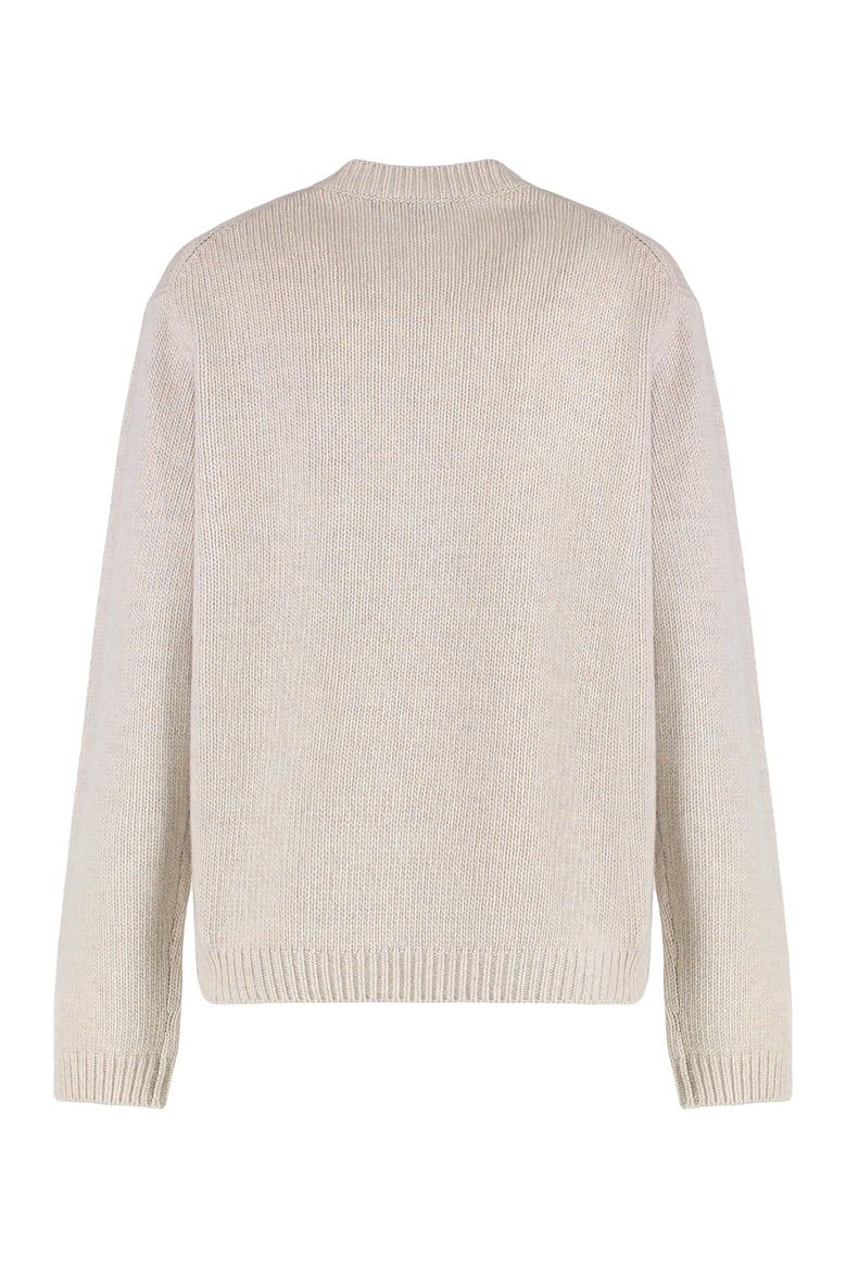 round-neck wool sweater with fox motif by Selfnex