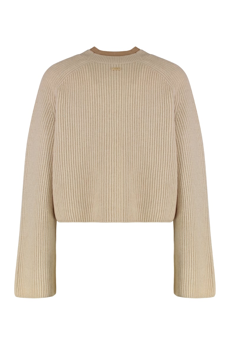 ribbed knit crop top in beige by Selfnex