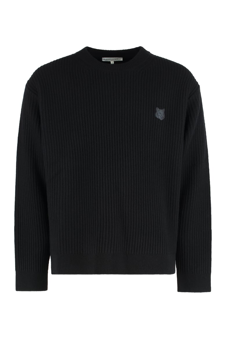 ribbed wool sweater in black by Selfnex
