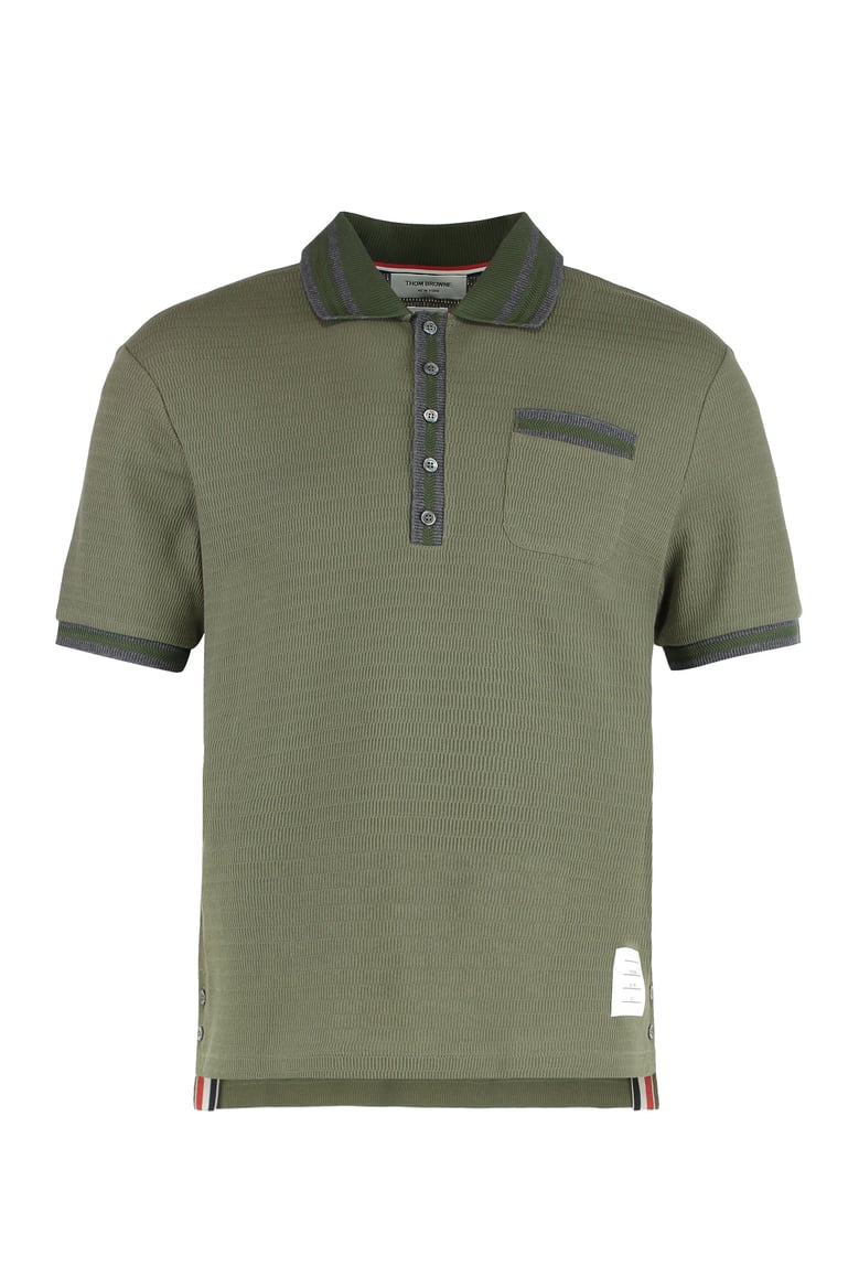 cotton knit polo in green by Selfnex