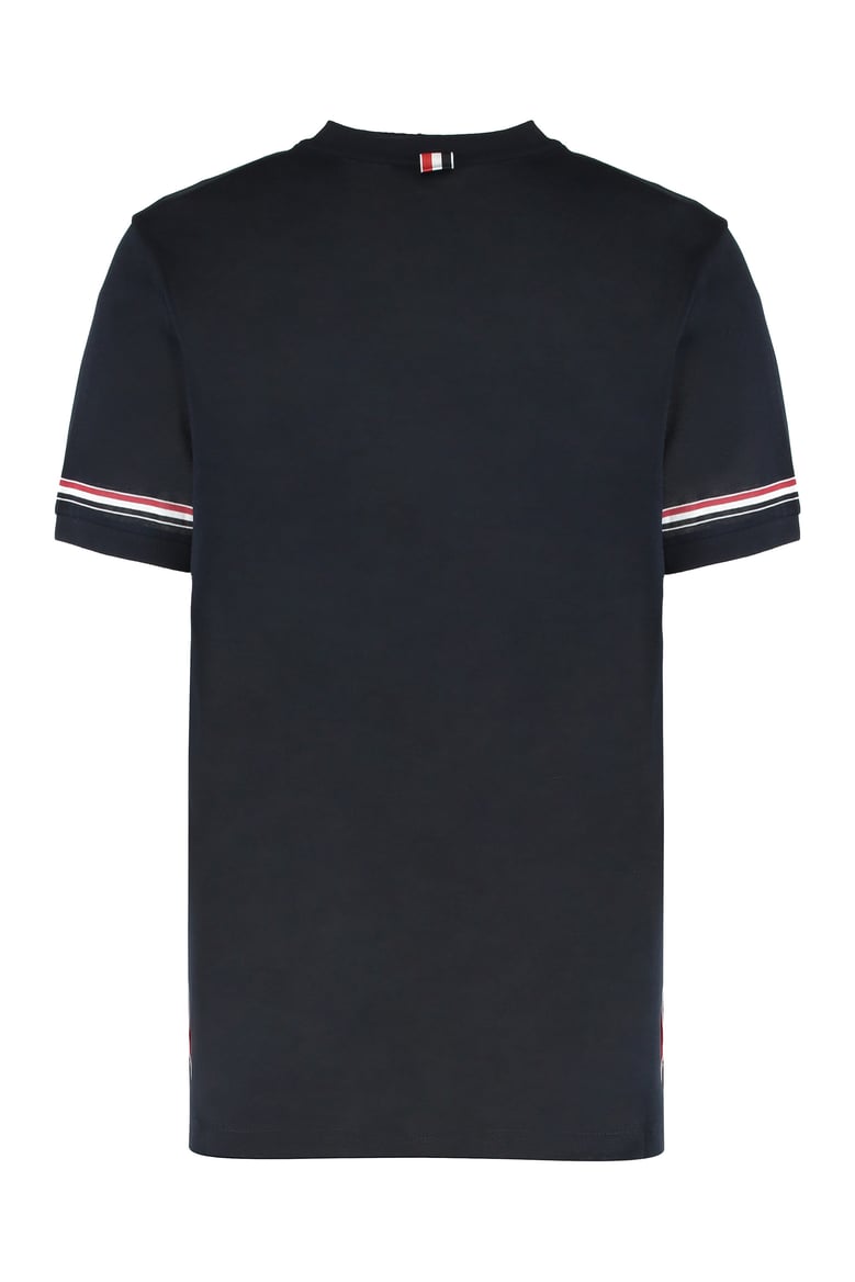 crew neck cotton t-shirt with striped sleeves by Selfnex