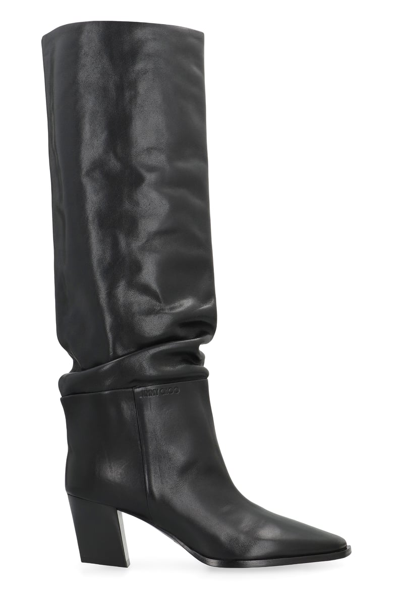 leather boots with sculptural heel by Selfnex