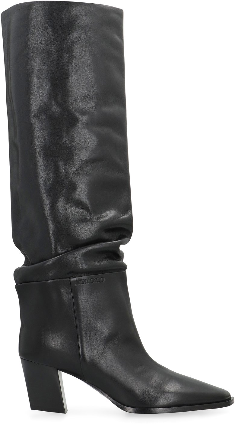 leather boots with sculptural heel by Selfnex