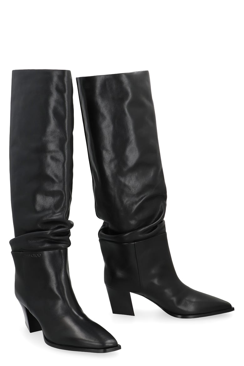 leather boots with sculptural heel by Selfnex