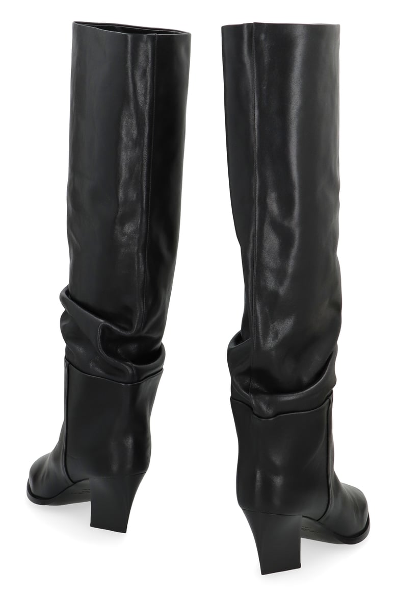 leather boots with sculptural heel by Selfnex