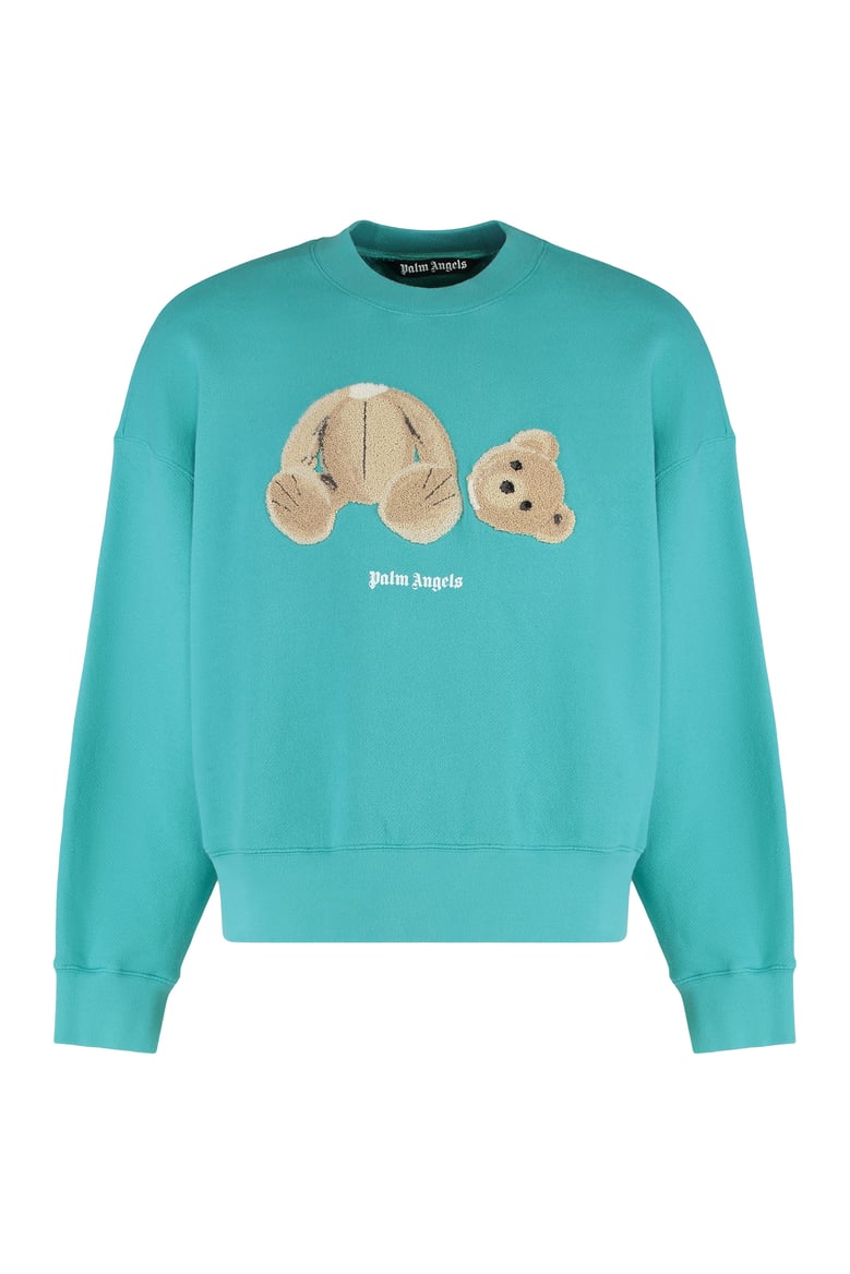 crew neck cotton sweatshirt with patch bear by Selfnex