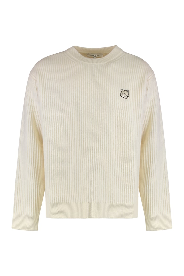 ribbed wool sweater with fox patch by Selfnex