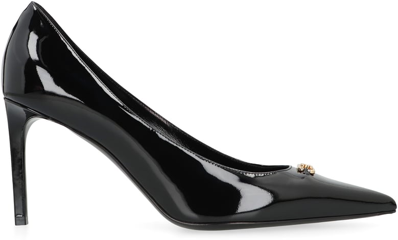 lacquered black heels with pointed toe by Selfnex