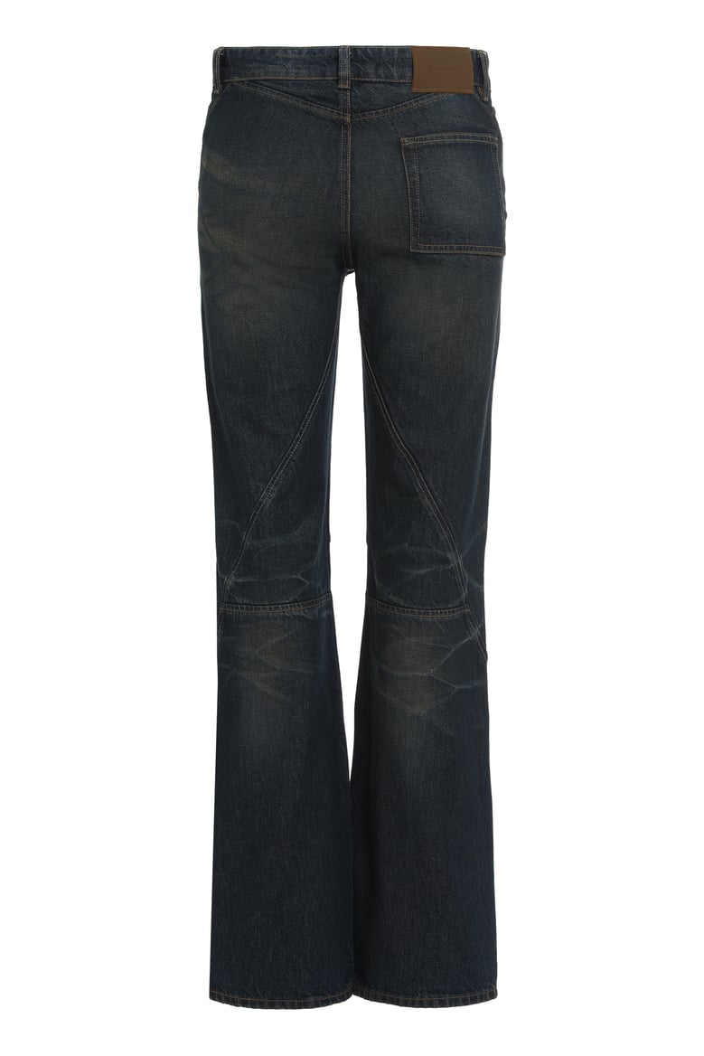 flared jeans with moto cut by Selfnex