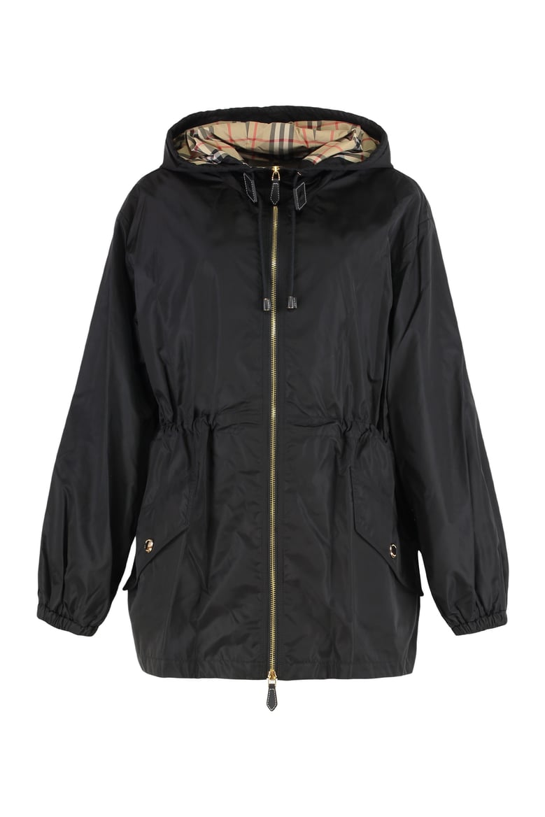 hooded windbreaker jacket in black by Selfnex