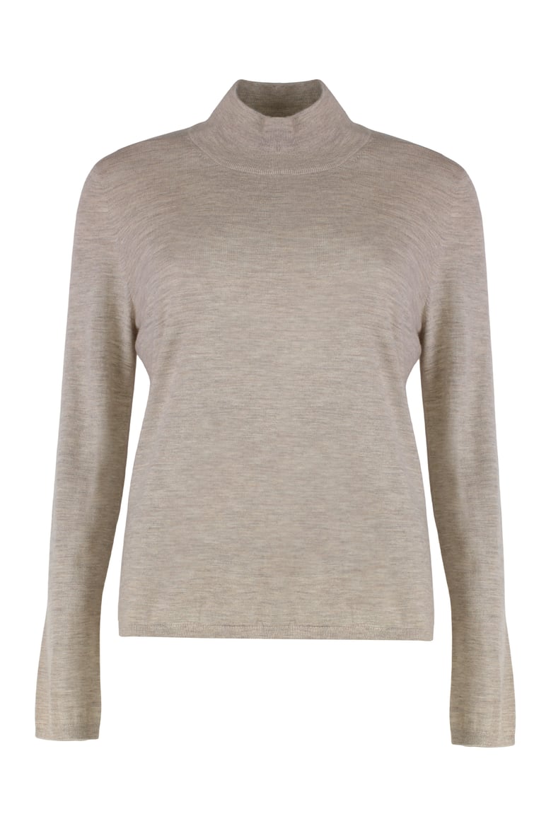 cashmere high collar long sleeve sweater by Selfnex