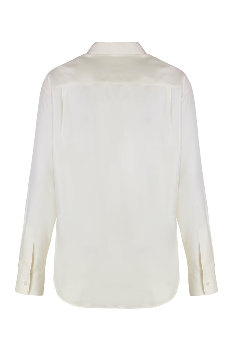 silk twill loose shirt by Selfnex