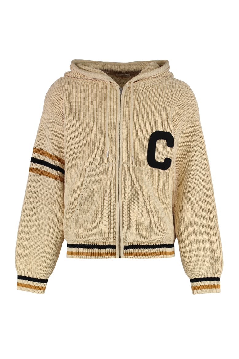 hooded zip sweatshirt in beige by Selfnex