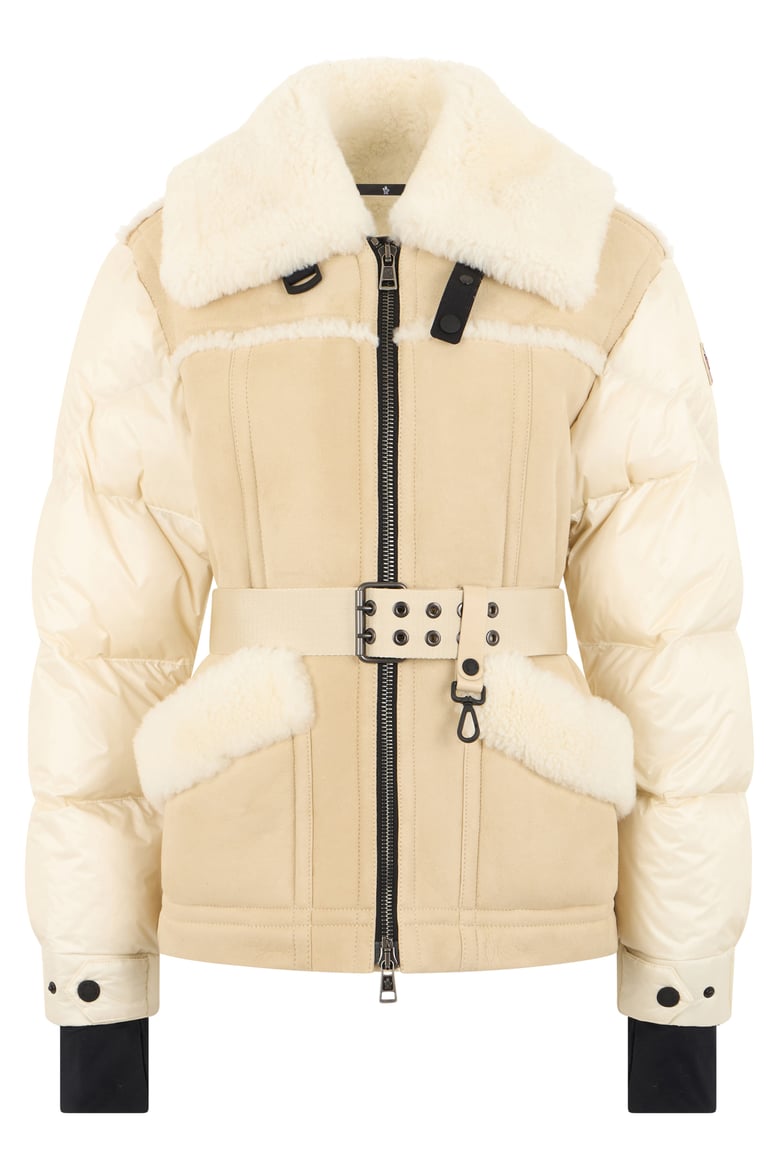 puffer jacket alvernia cream shearling belt by Selfnex