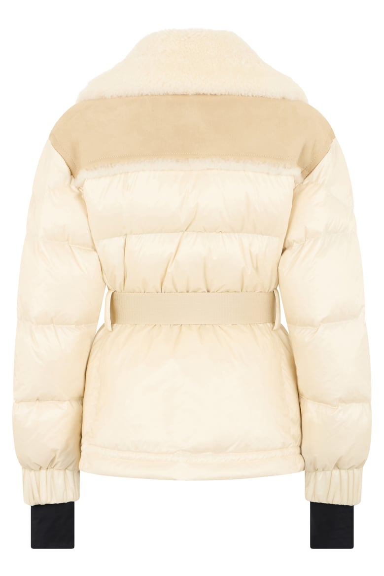 puffer jacket alvernia cream shearling belt by Selfnex