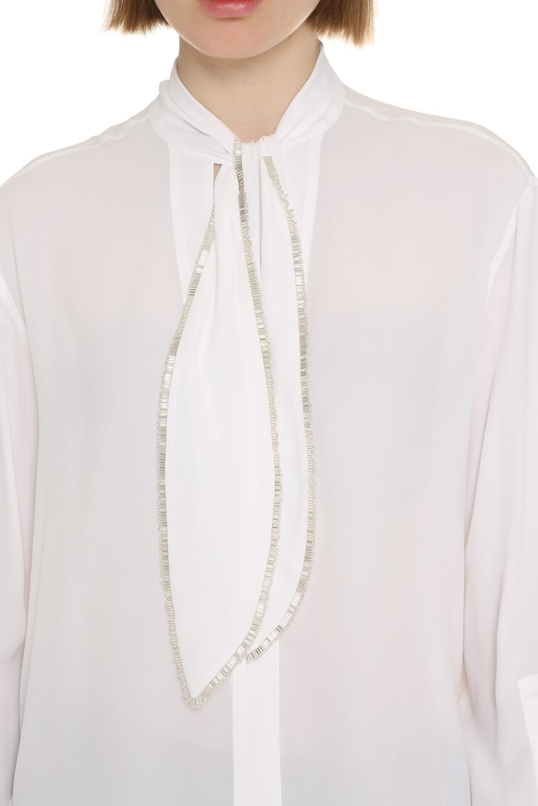 crêpe de chine pussy-bow shirt by Selfnex