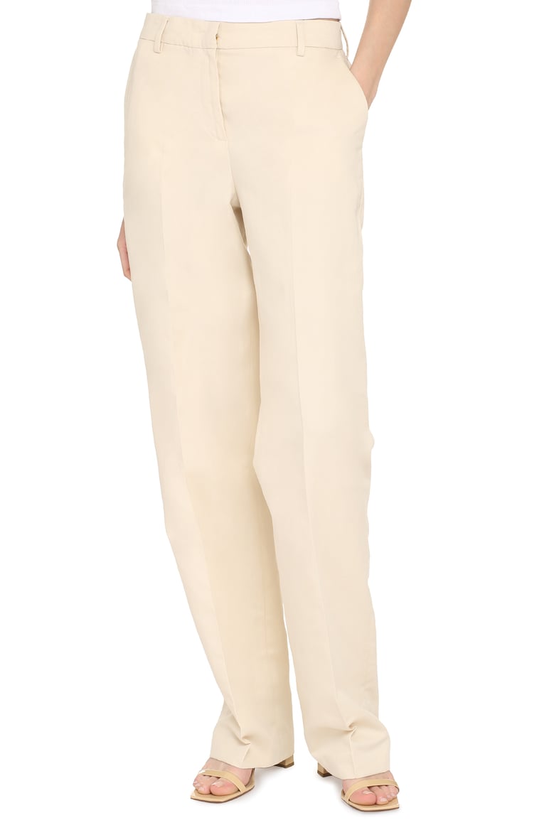 ambra cotton-linen straight trousers by Selfnex