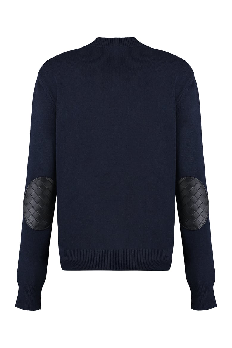 cashmere sweater with leather elbow patches by Selfnex