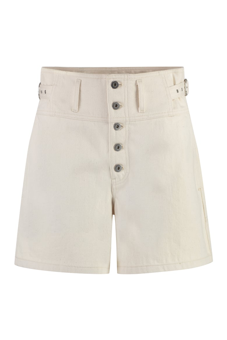 beige denim shorts by Selfnex