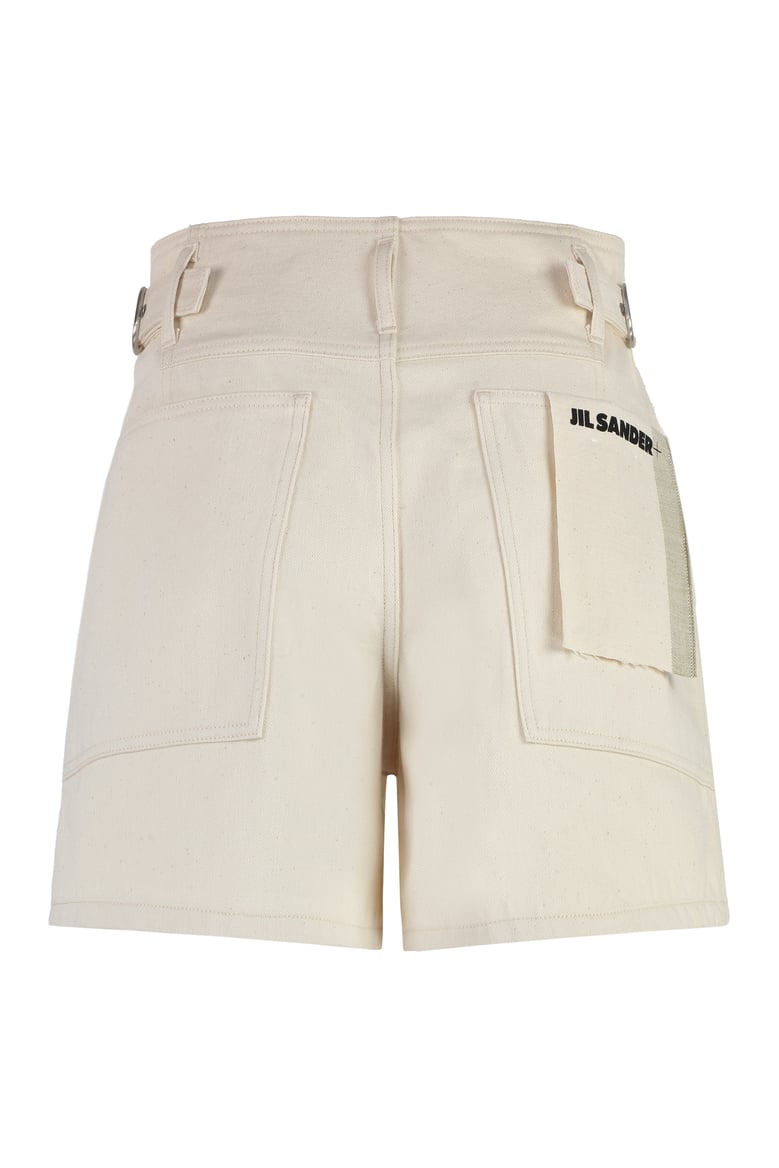 beige denim shorts by Selfnex