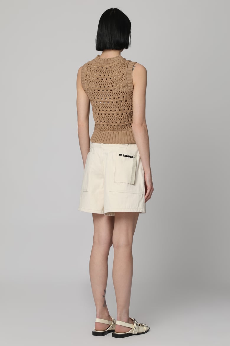 beige denim shorts by Selfnex