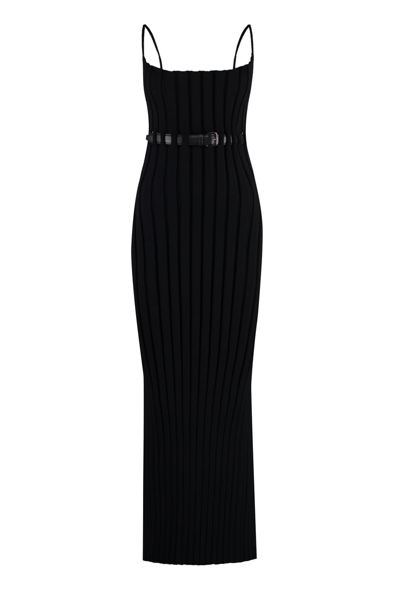 knitted dress with leather belt by Selfnex