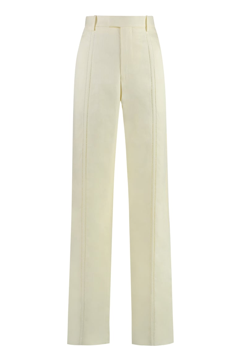 yellow linen trousers by Selfnex